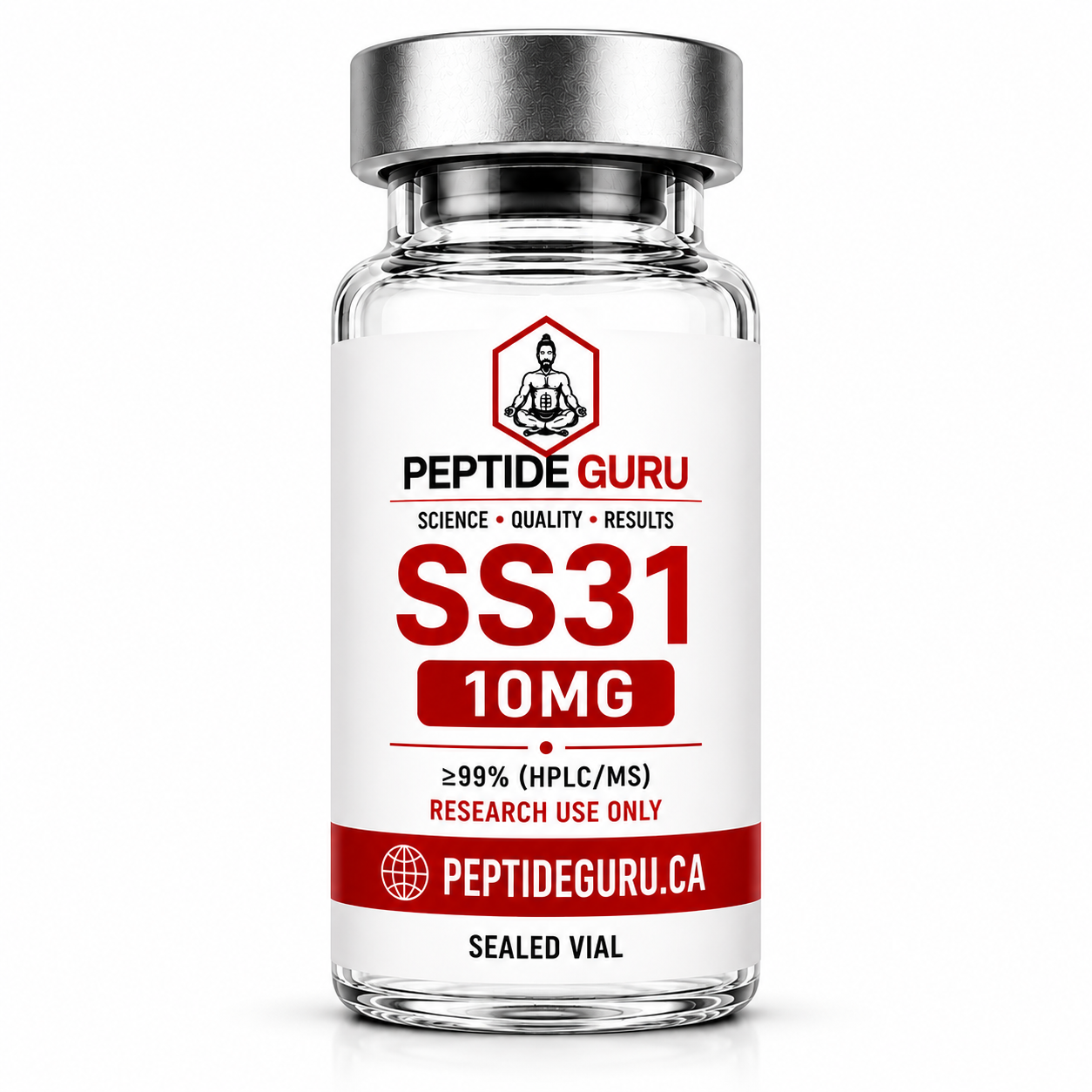SS-31 10mg — labelled vial of SS-31 (Elamipretide), 10mg / vial, for laboratory research use only
