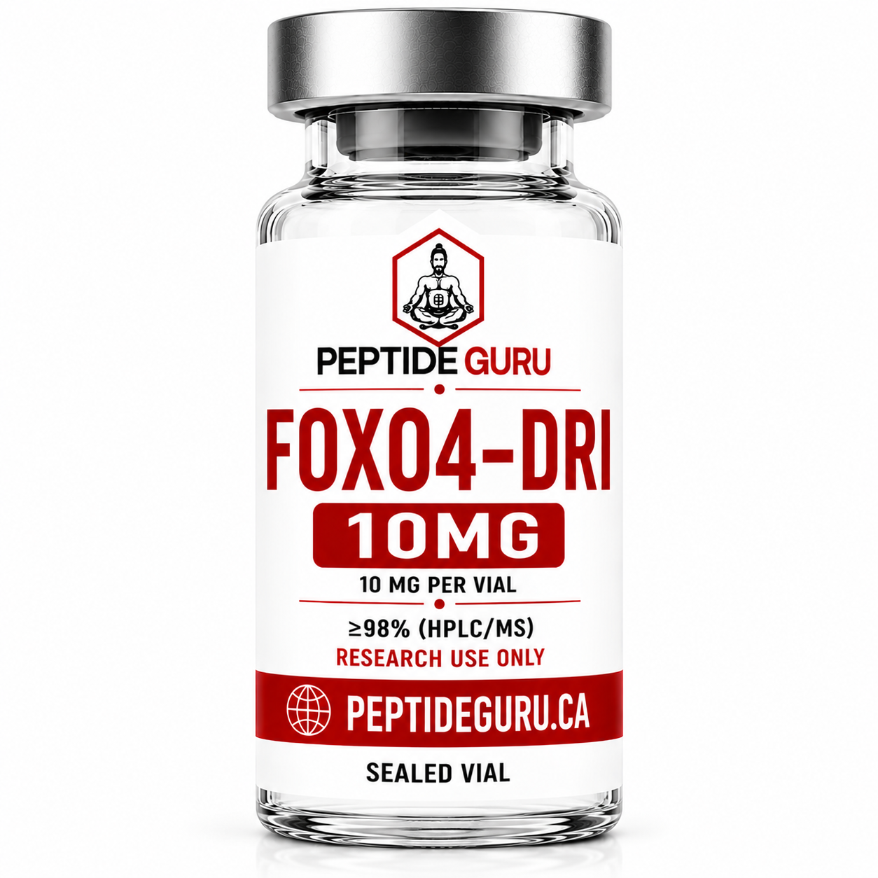 FOXO4-DRI 10mg — labelled vial of FOXO4-DRI, 10mg / sealed vial, for laboratory research use only